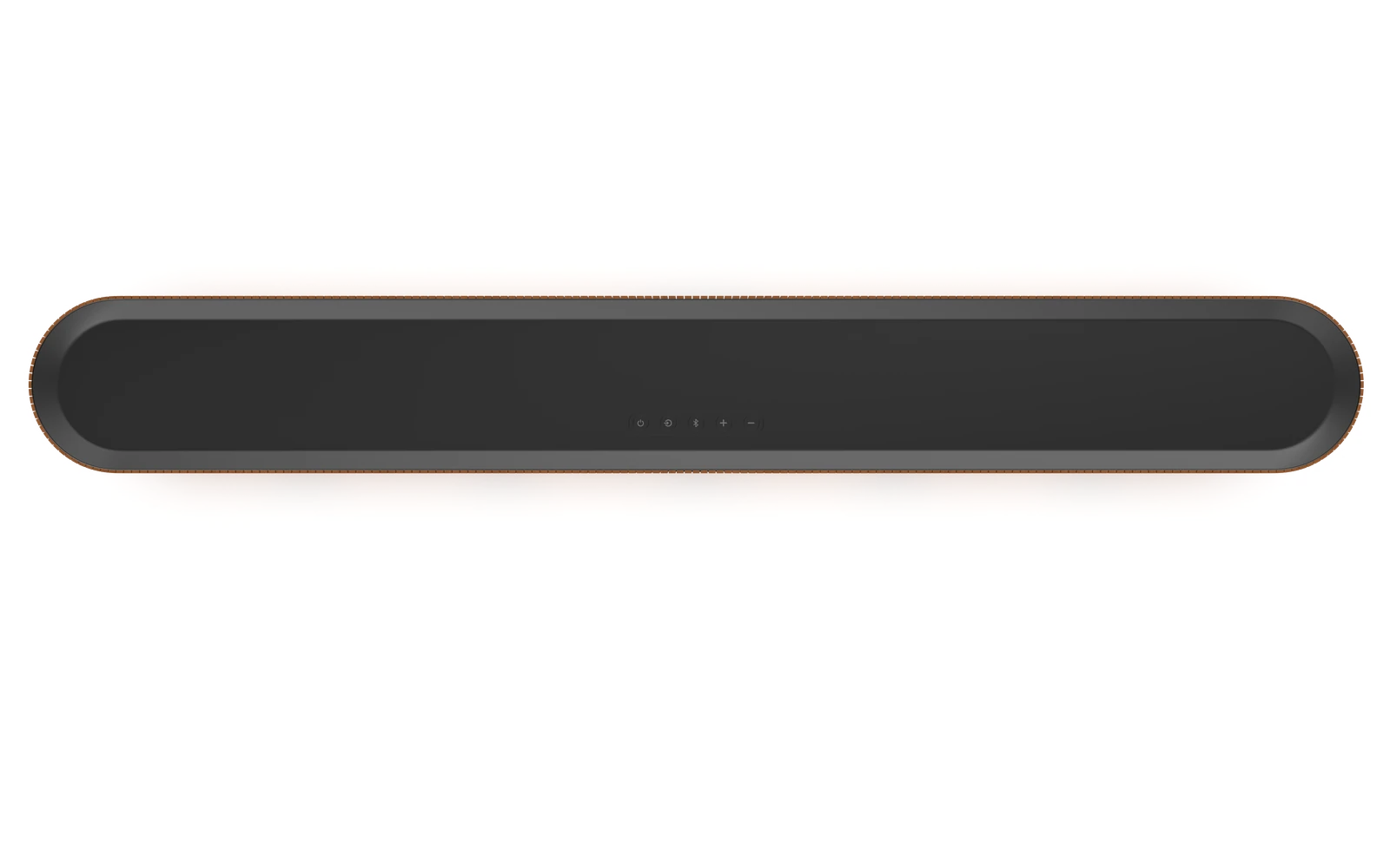 Top view of the soundbar’s recessed upper surface and minimal controls