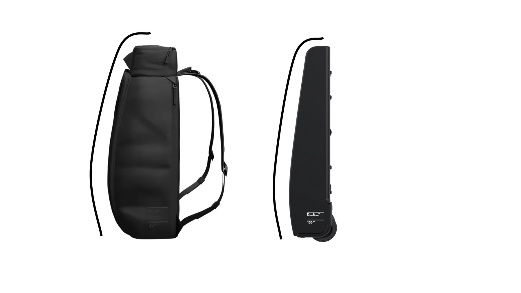 Comparison between a Db bag silhouette and the wheelhouse profile