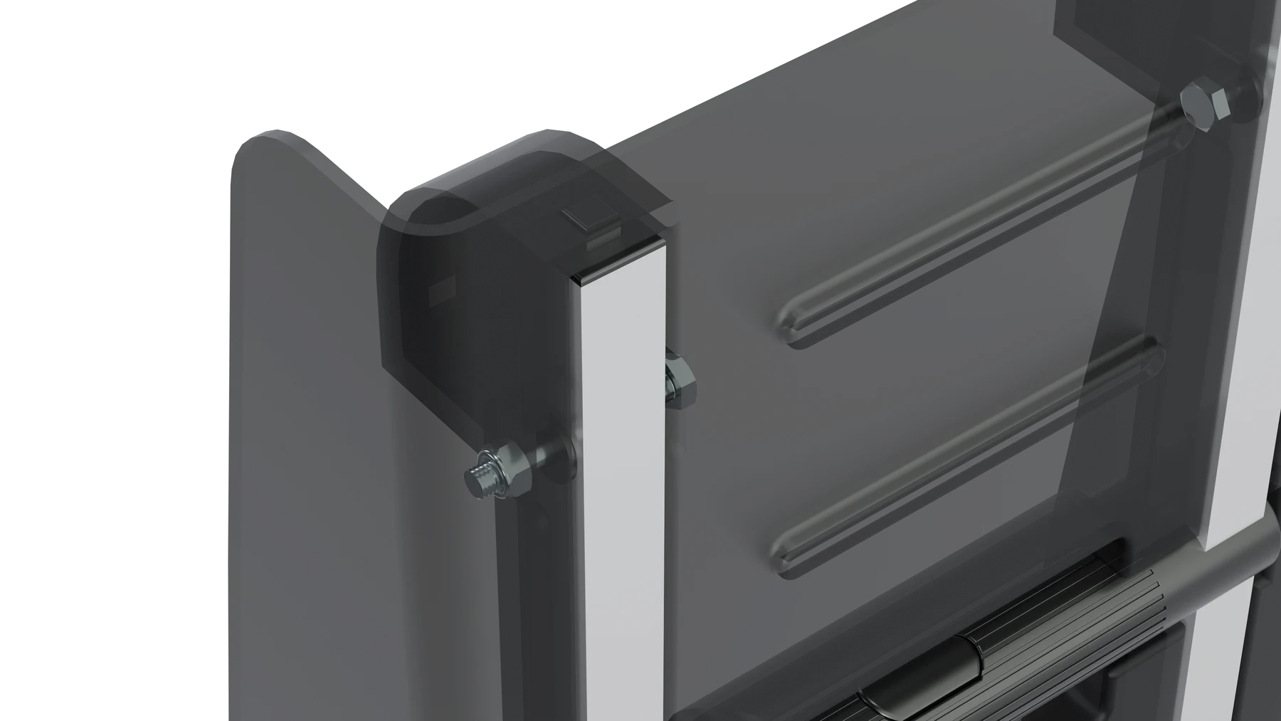 Close-up rendering of the locking pin engaged in its slot