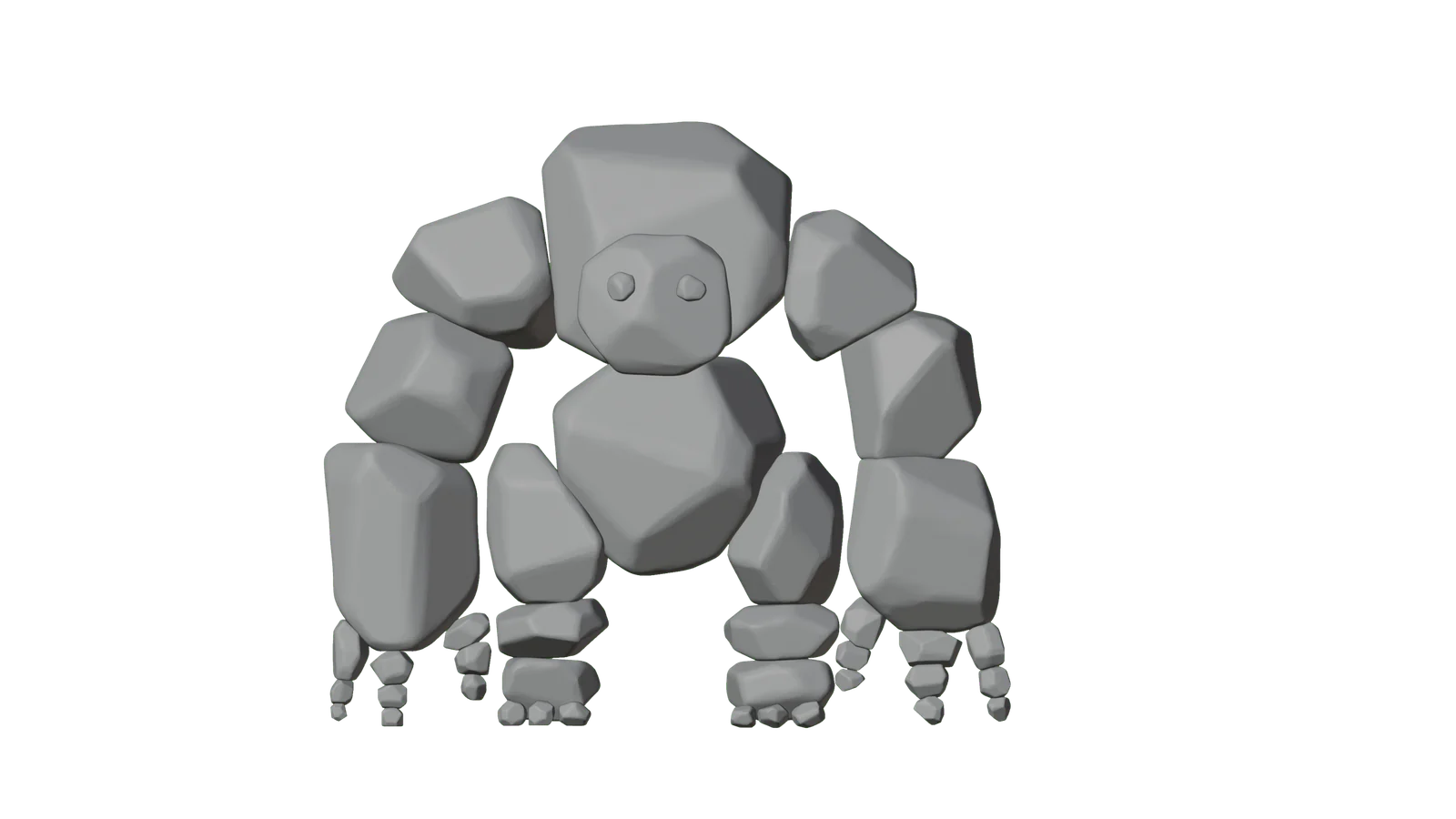 Refined Stone Golem model after sculpting